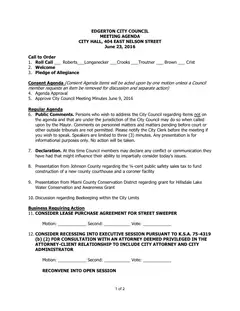 First page of the agenda packet