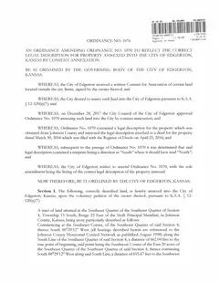 First page of Ordinance No. 1076, the City’s copy