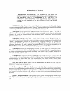 First page of Resolution No. 05-10-18G, the City’s copy