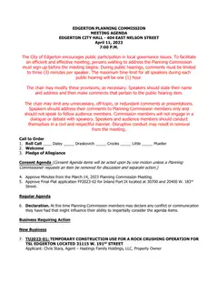 First page of the agenda packet