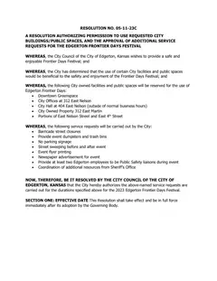First page of Resolution No. 05-11-23C, the City’s copy