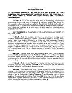 First page of Ordinance No. 1037, the City’s copy