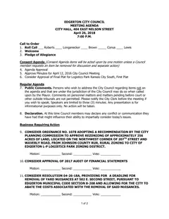First page of the agenda packet