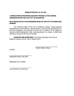First page of Resolution No. 01-26-23C, the City’s copy