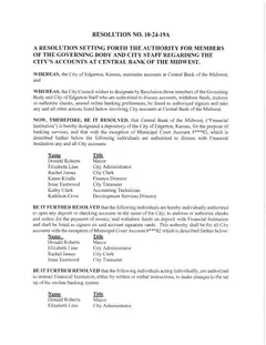 First page of Resolution No. 10-24-19A, the City’s copy