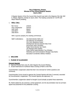 First page of the minutes