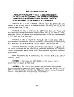 First page of Resolution No. 01-09-19A, the City’s copy