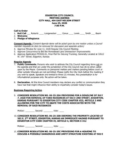 First page of the agenda packet