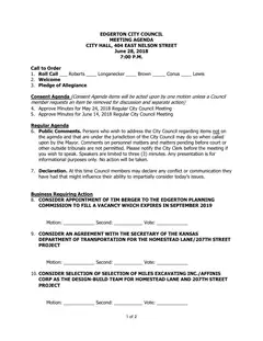First page of the agenda packet