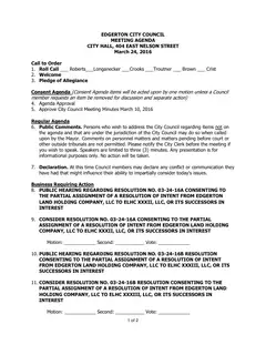 First page of the agenda