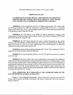 First page of Ordinance No. 2037, the City’s copy