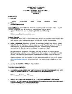 First page of the agenda