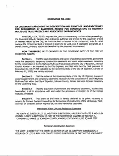First page of Ordinance No. 2033, the City’s copy