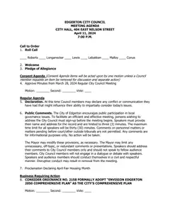 First page of the agenda