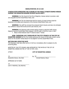 First page of Resolution No. 05-13-21B, the City’s copy