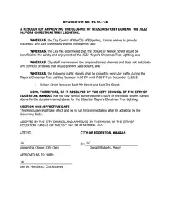 First page of Resolution No. 11-10-22A, the City’s copy