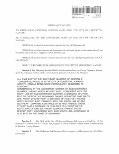First page of Ordinance No. 1078, the City’s copy