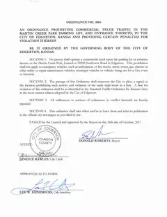 First page of Ordinance No. 1066, the City’s copy