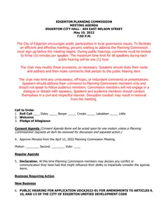 First page of the agenda packet