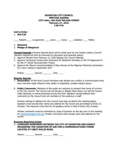 First page of the agenda packet