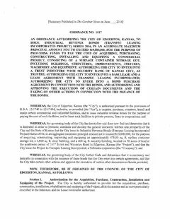 First page of Ordinance No. 1017, the City’s copy