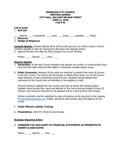 First page of the agenda