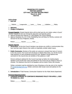 First page of the agenda packet