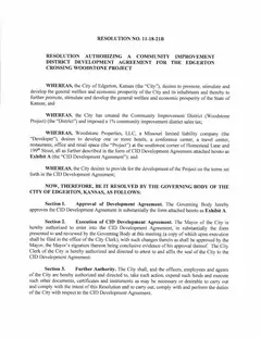 First page of Resolution No. 11-18-21B, the City’s copy