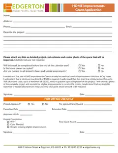 First page of HOME Improvements Grant
