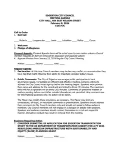 First page of the agenda packet