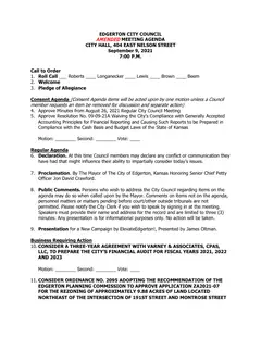 First page of the agenda