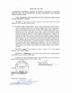First page of Ordinance No. 1060, the City’s copy