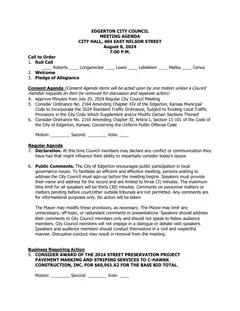 First page of the agenda packet