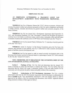 First page of Ordinance No. 2101, the City’s copy