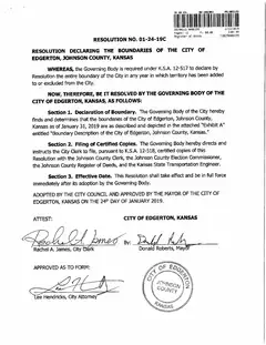 First page of Resolution No. 01-24-19C, the City’s copy
