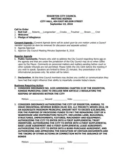 First page of the agenda packet