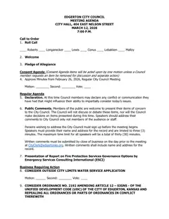 First page of the agenda