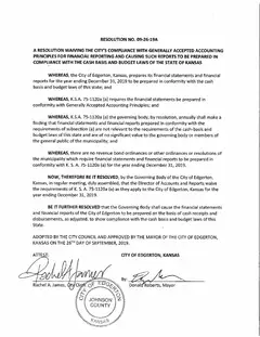 First page of Resolution No. 09-26-19A, the City’s copy