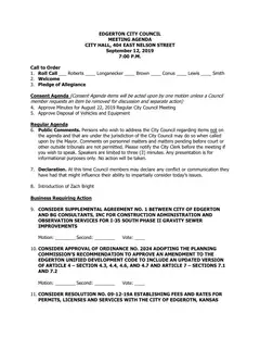 First page of the agenda packet