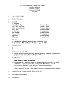 First page of the agenda