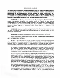First page of Ordinance No. 2195, the City’s copy