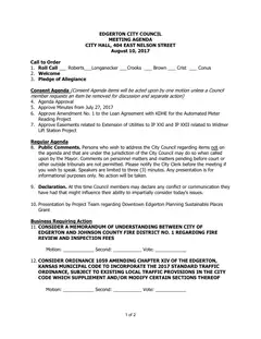 First page of the agenda