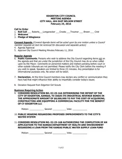 First page of the agenda packet