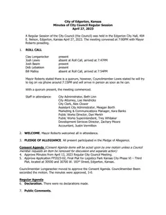 First page of the minutes