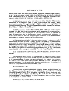 First page of Resolution No. 07-11-19A, the City’s copy