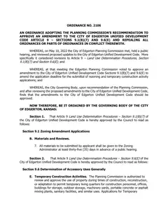 First page of Ordinance No. 2106, the City’s copy