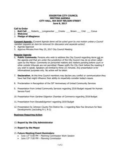 First page of the agenda