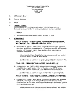First page of the agenda