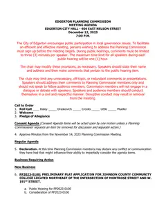 First page of the agenda
