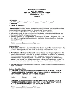First page of the agenda packet